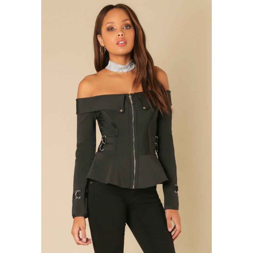 WoW Couture  Bandage Off Shoulder Jacket - Picture 3 of 3